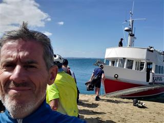 Photo of Tour Aotearoa 2024: rider Shane J, Pouto boat ride
