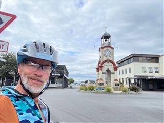 Photo of Tour Aotearoa 2023: rider Rich Truax, Hokitika! Wow what an amazing trail greymouth to here! 🤠