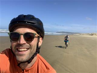 Photo of Tour Aotearoa 2023: rider Tom Morrish, 90 mile beach 